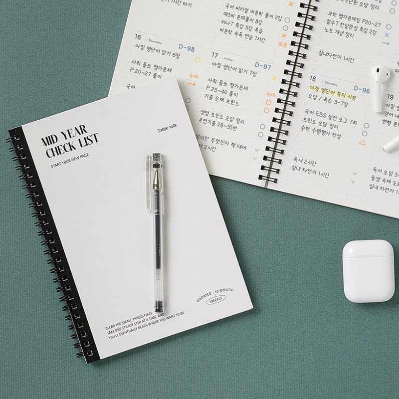 White - Antenna Shop Table Talk Mid Year A5 Dateless Checklist Weekly Planner