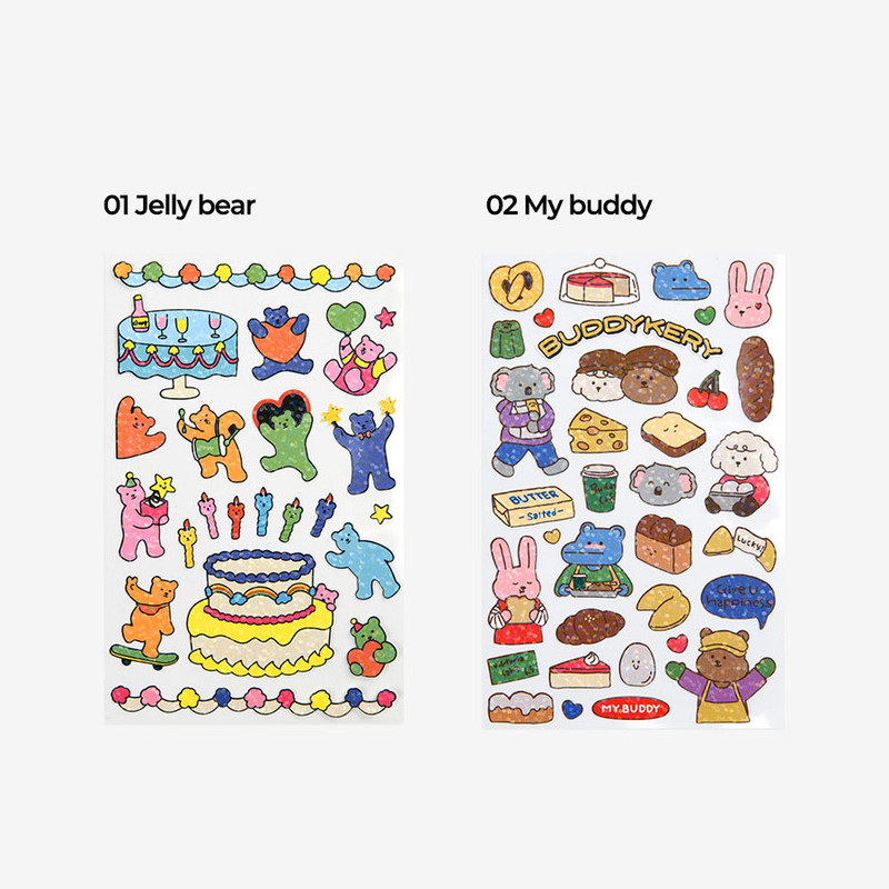 Set of 8 sheets - Dailylike Line Holographic Removable Sticker Set of 8 Sheets