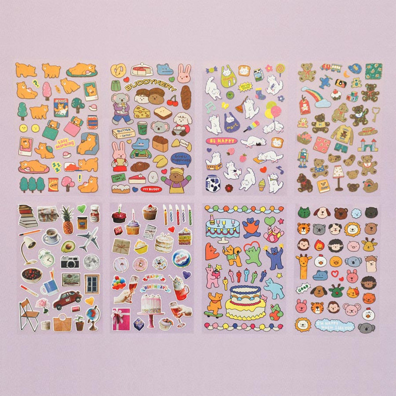 Set of 8 sheets - Dailylike Line Holographic Removable Sticker Set of 8 Sheets