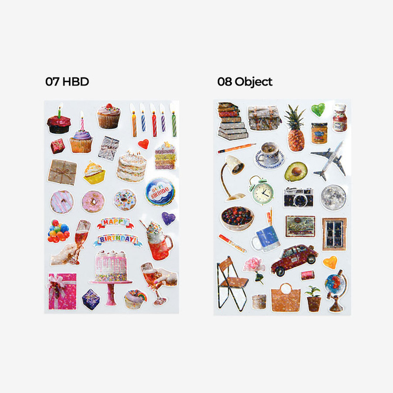 Set of 8 sheets - Dailylike Line Holographic Removable Sticker Set of 8 Sheets