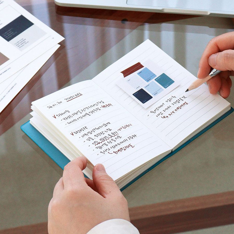 Opens Flat - Indigo Official A6 Pocket Lined Notebook