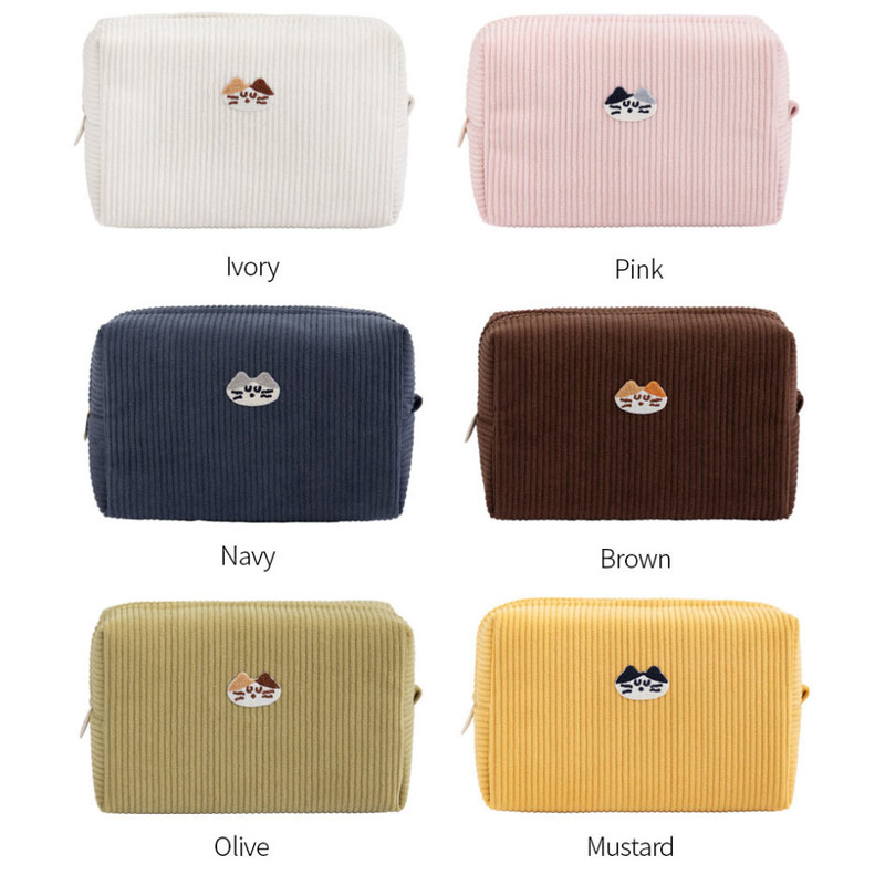 6 Colors - Romane Brunch Brother Mogry Corduroy Zipper Pouch