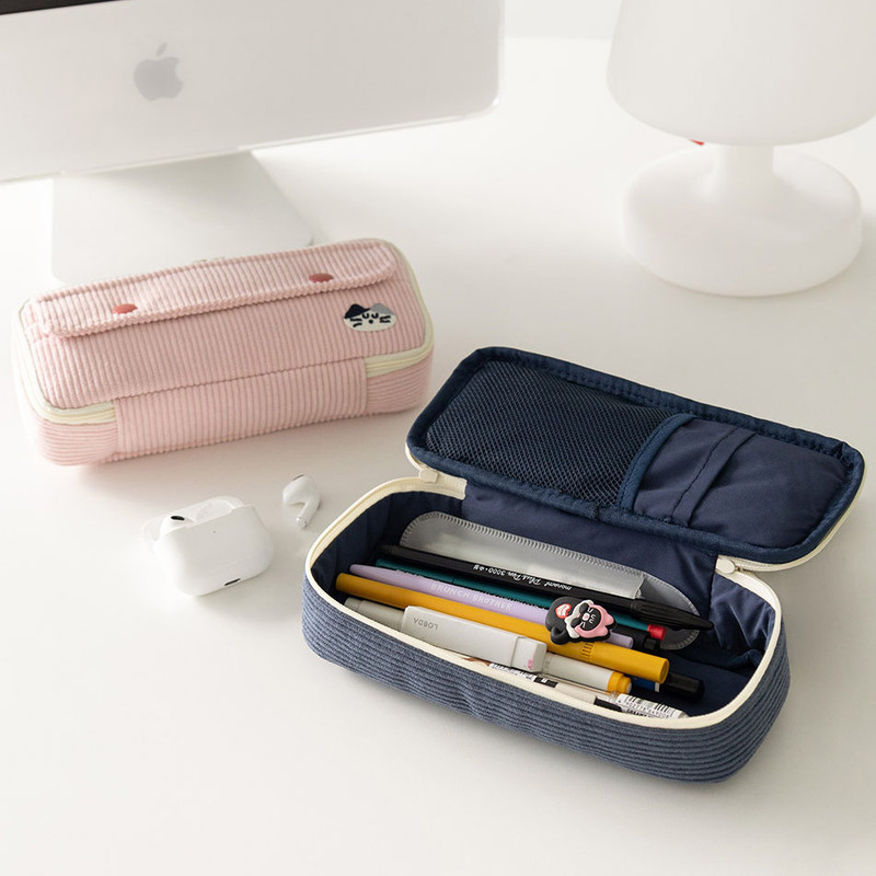 Large Capacity - Romane Brunch Brother Mogry Corduroy Zipper Pencil Case