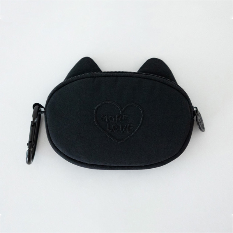 Back - Romane Brunch Brother Black Mogry Card Wallet With Carabiner