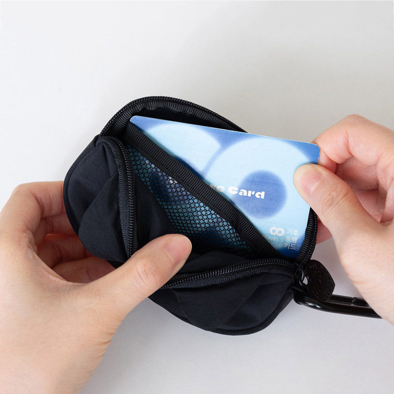 Inner Mesh Pocket - Romane Brunch Brother Black Mogry Card Wallet With Carabiner