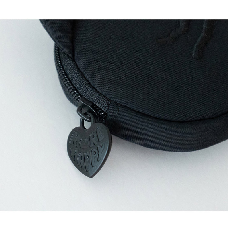 Heart zipper slider - Romane Brunch Brother Black Mogry Card Wallet With Carabiner