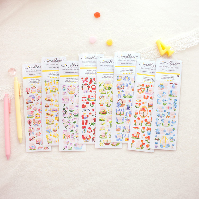 Matte Coated - Mellee Factory Deco Wild Flower Removable Sticker Pack