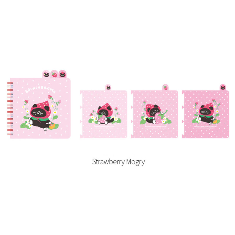 Strawberry Mogry - Romane Brunch Brother Index Lined Notebook
