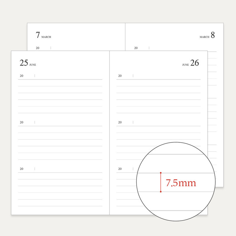 7.5mm Lined Spacing - Indigo Archive Me 3-Year Undated Daily Journal