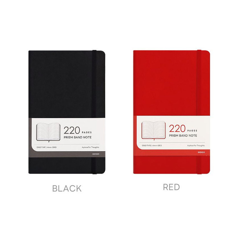 Colors - Indigo Prism 220 Hardcover A5 Grid Notebook With Elastic Band