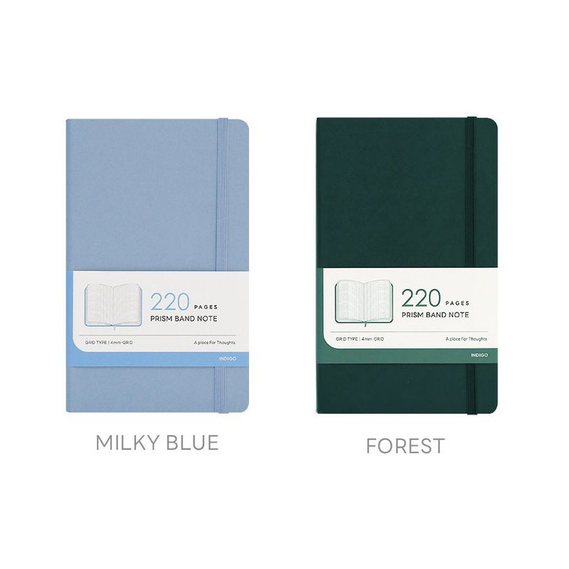 Colors - Indigo Prism 220 Hardcover A5 Grid Notebook With Elastic Band