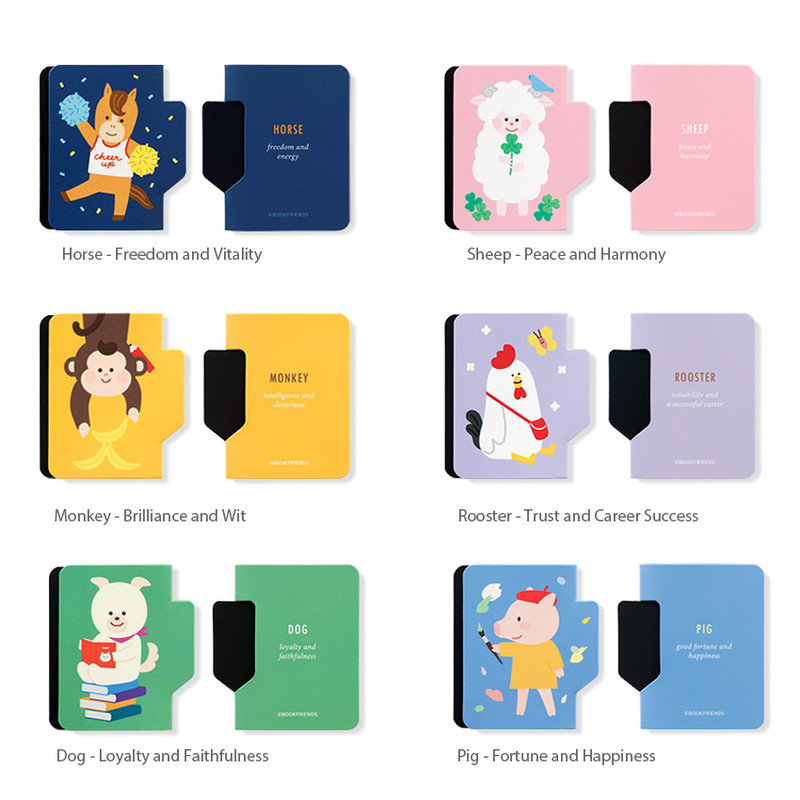 12 Option - Bookfriends Korean Zodiac 12 Animals Magnetic Bookmark