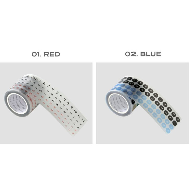 2 Option - ICONIC Doodle Kiss Cut Date Sticker Tape Roll