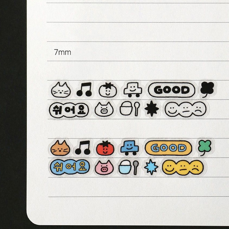 Size - ICONIC Doodle Kiss Cut Deco Sticker Tape Roll