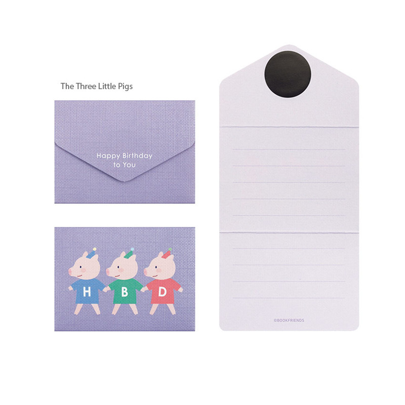 The Three Little Pigs - Bookfriends Literary Magnetic Bookmark Message Card