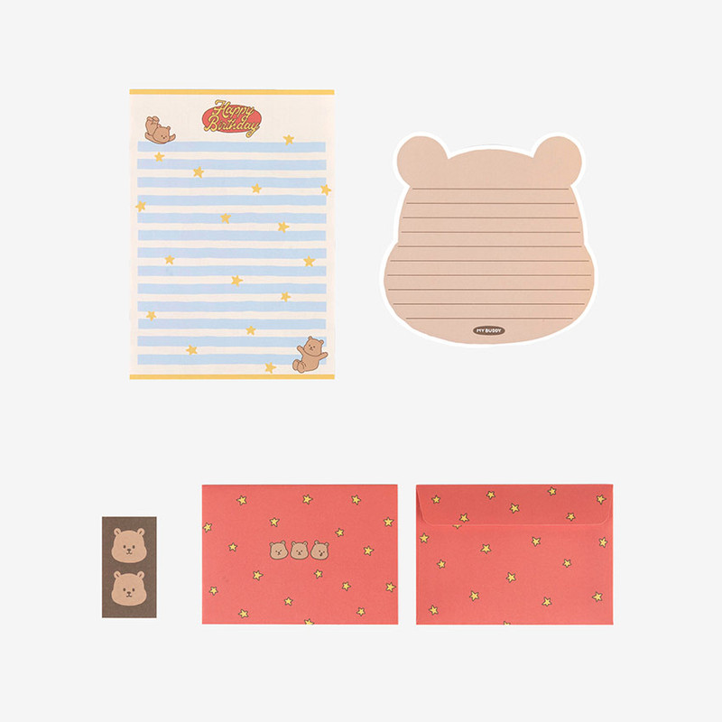 01 Donggu HBD - Dailylike My Buddy Shape Letter And Envelopes Set 01-02