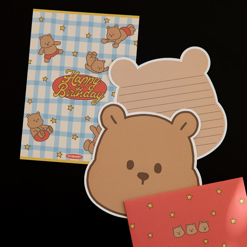 Cute Design - Dailylike My Buddy Shape Letter And Envelopes Set 01-02