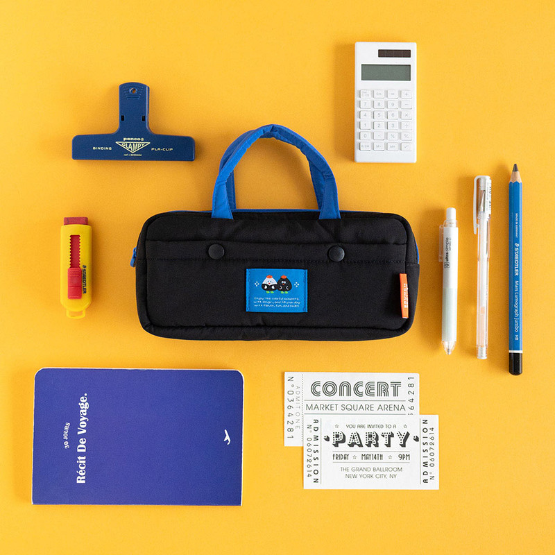 Black - Romane Brunch Brother Onigiri Pencil Case Pouch