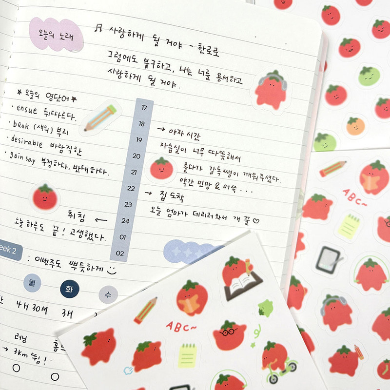 Bujo Supplies - 7321 Design Tomato Paper Decorative Sticker Set
