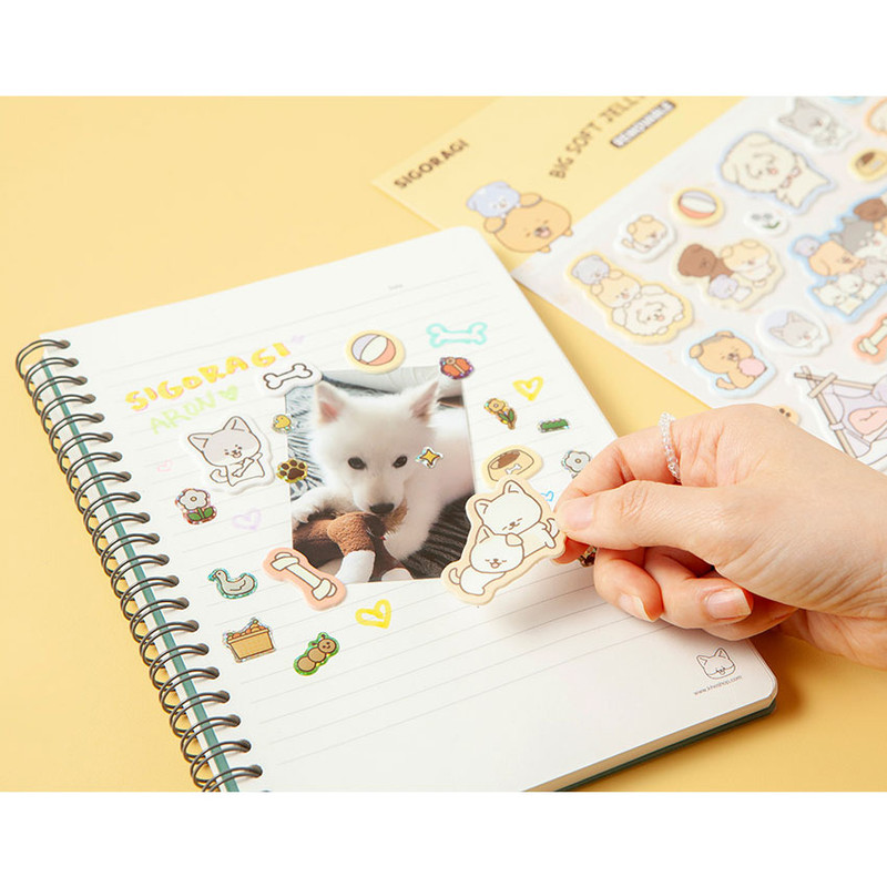 soft, jelly-like stickers - Kumhong Fancy Sigoragi Dog Big Puffy Epoxy Removable Sticker Set