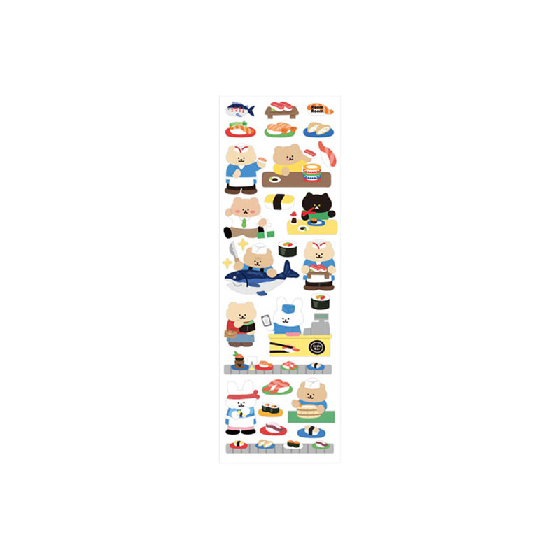 130 Sushi Bear - roomroom Cute  Decorative Sticker 127-134