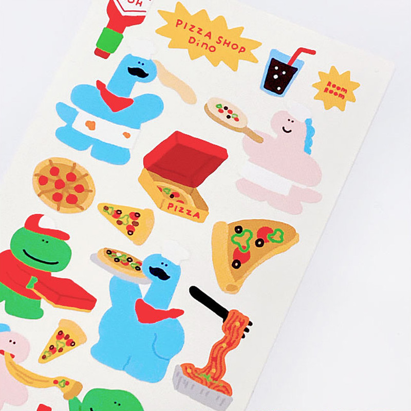 132 Pizza Dino - roomroom Cute Decorative Sticker 127-134