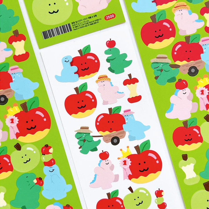 152 Apple Dino - roomroom Cute Decorative Sticker 151-156