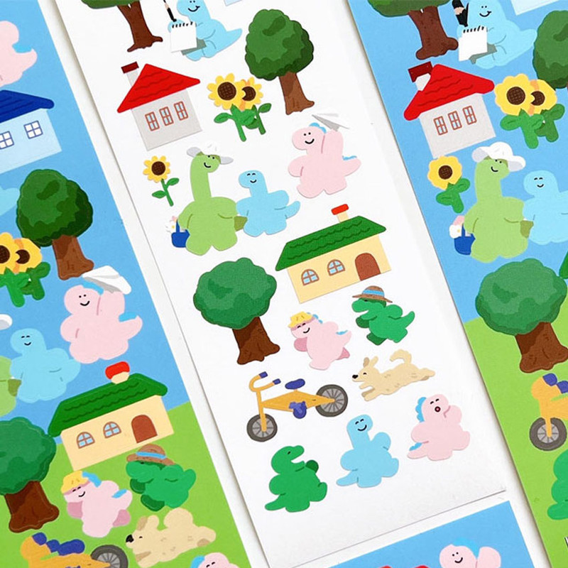 151 Nostalgia Dino - roomroom Cute Decorative Sticker 151-156