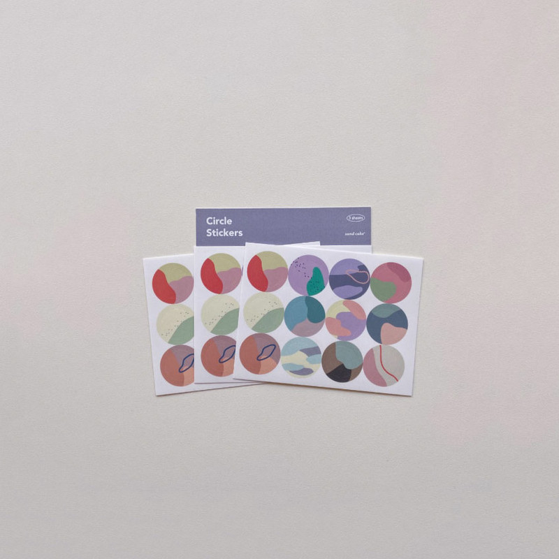 Pack of 3 sheets - sand cake Pattern Circle Paper Sticker Pack