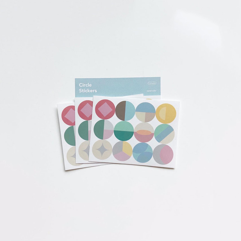 Pack of 3 Sheets - sand cake Marble Circle Paper Sticker Pack