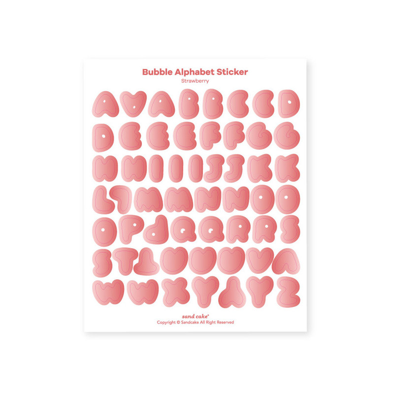 Upper Case Alphabet Sticker - sand cake Strawberry Bubble Alphabet Sticker