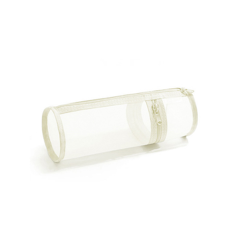 White - Brisk Style Round Standing Large Capacity Mesh Pencil Case