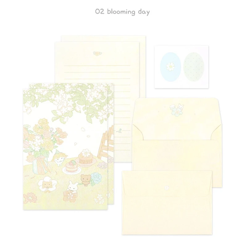 02 Blooming Day - Dash and Dot Pogni Letter And Envelop Set