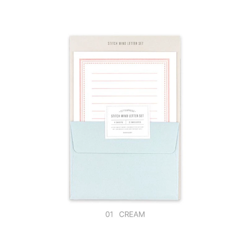 01 Cream - Dash and Dot Stitch Mind Letter And Envelop Set