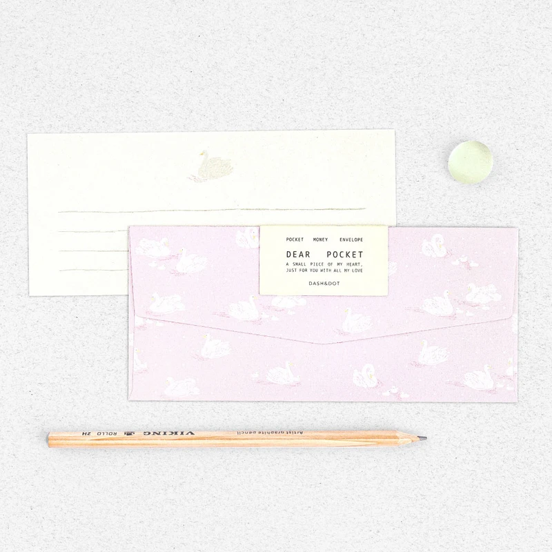 01 Pure Swan - Dash and Dot Dear Pocket Gift Envelope