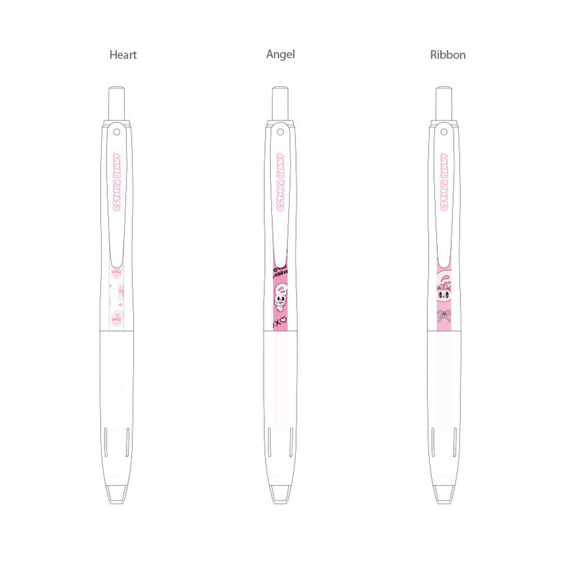 3 Option - Esther Bunny Clip 0.35mm Black Ink Ballpoint Pen