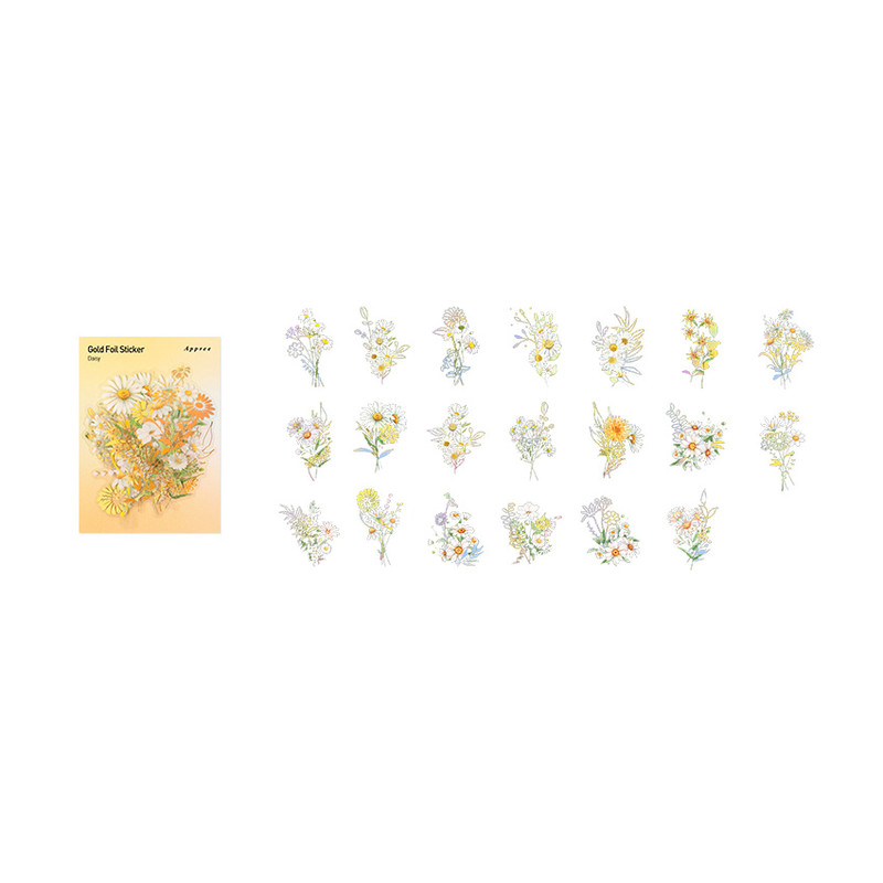 Pack of 40 stickers - Appree Daisy Gold Foil Sticker Pack