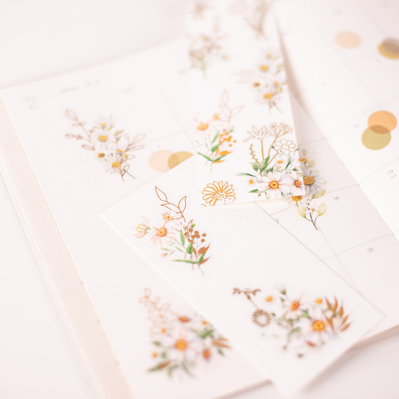 Clear PET stickers - Appree Daisy Gold Foil Sticker Pack