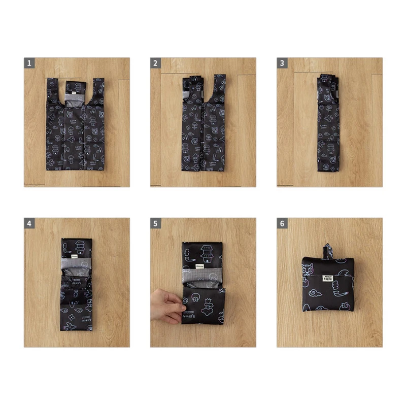 Foldable Bag - Romane Hello Korea Small Reusable Foldable Shopping Bag