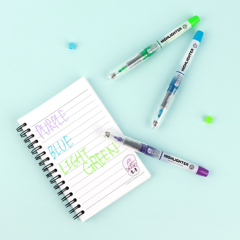 Water-Based Formula - Esther Bunny Cool Colors Liquid Ink Highlighter Set