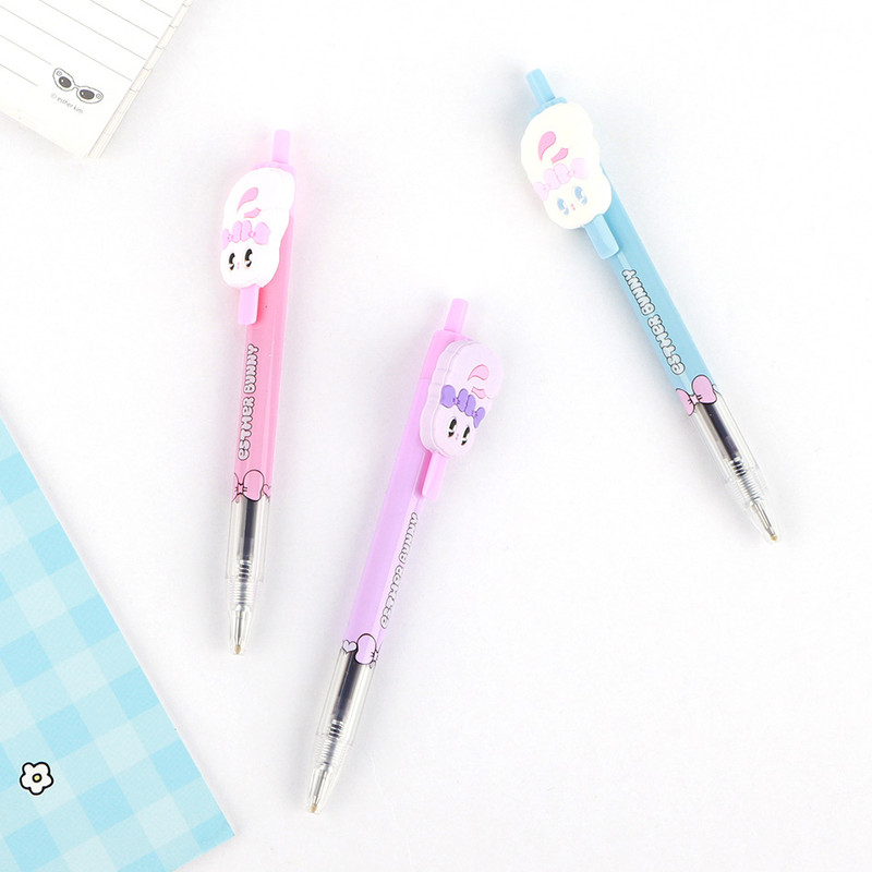 0.5mm tip - Esther Bunny 0.5mm Black Ink Ballpoint Pen with Detachable Mascot
