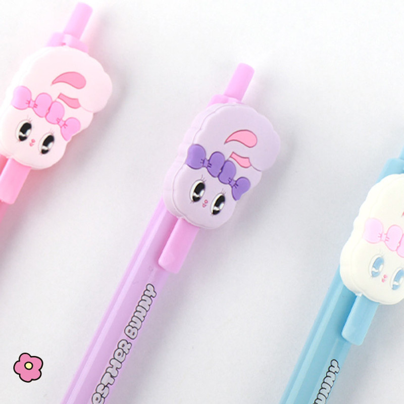 Cute Design - Esther Bunny 0.5mm Black Ink Ballpoint Pen with Detachable Mascot