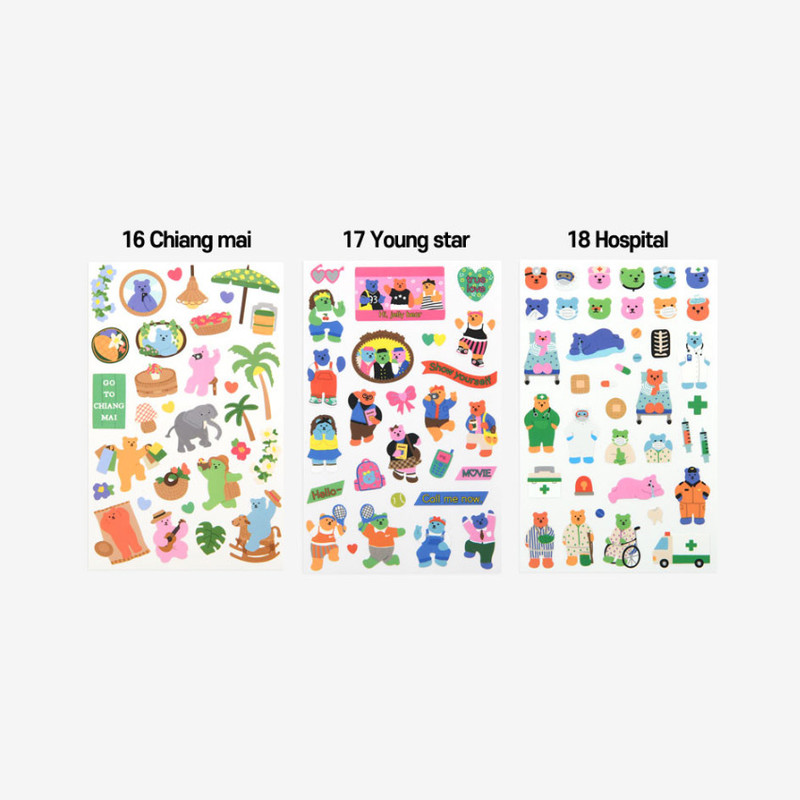 Option - Dailylike Jelly Bear Paper Removable Sticker 13-20