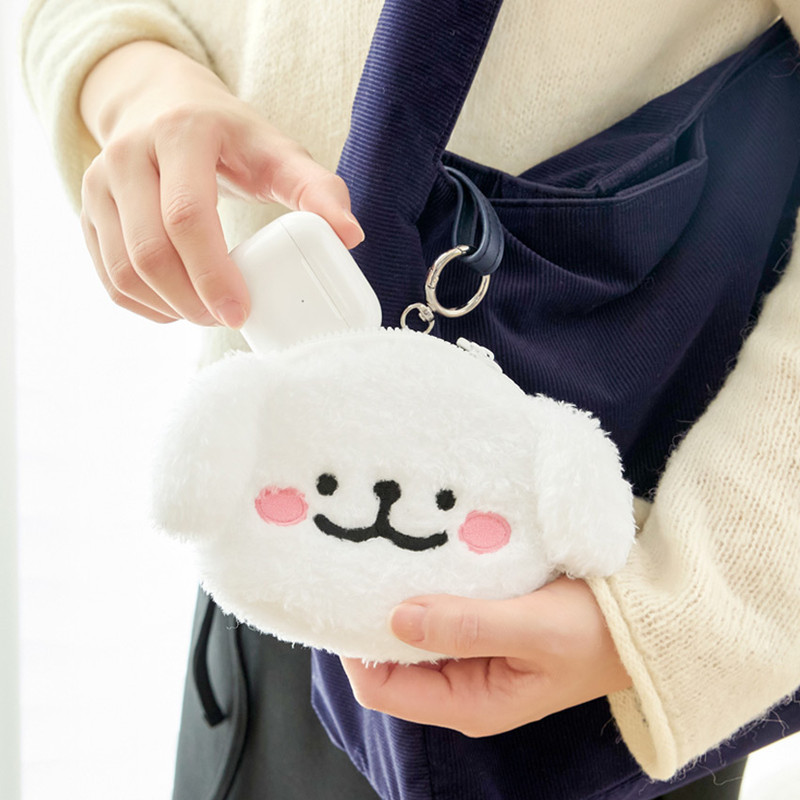 Handy Size - Maltese Puppy Plush Pouch With Keyclip
