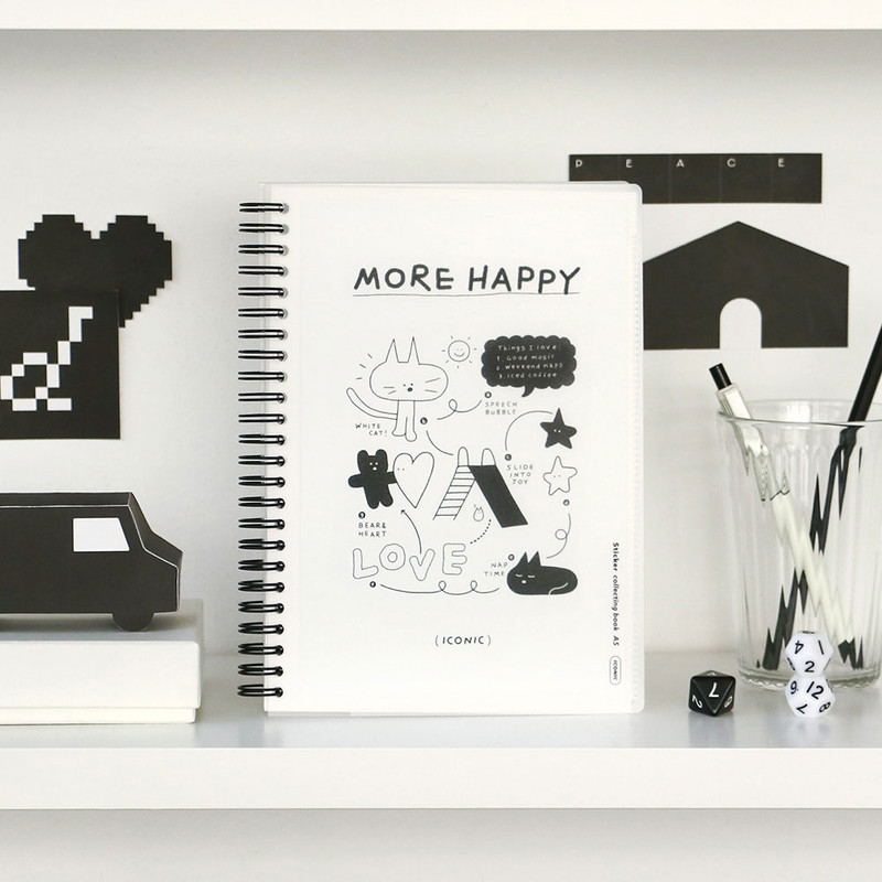 03 White - Iconic Double-Sided Non-Stick A5 Sticker Storage Book