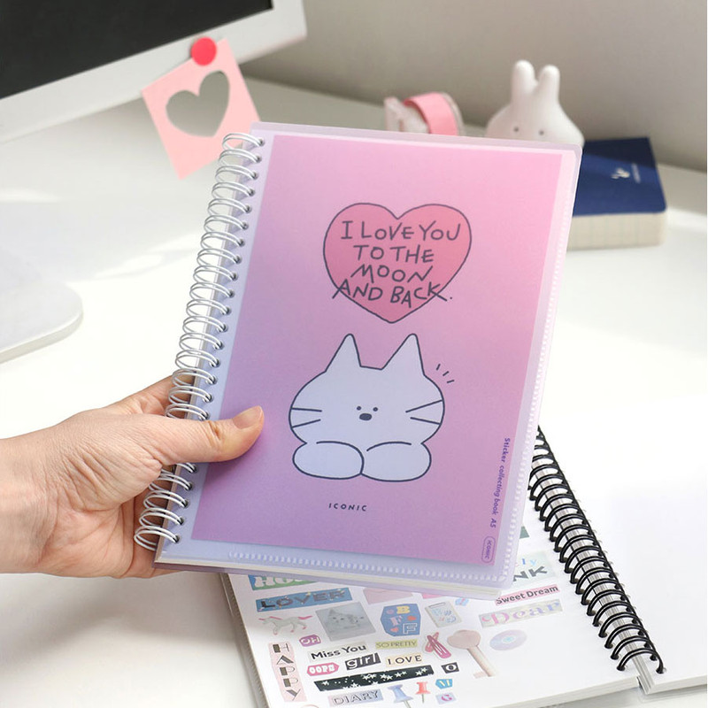 04 Pink Violet - Iconic Double-Sided Non-Stick A5 Sticker Storage Book