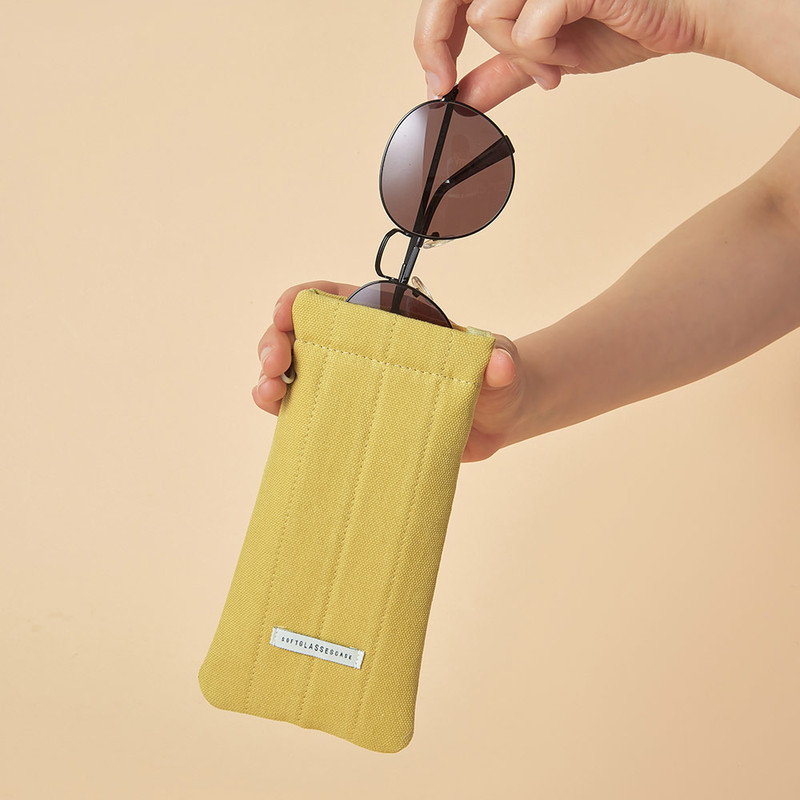 Handy Size - Antenna Shop Soft Quilted Eyeglass Pouch with Squeeze Closure