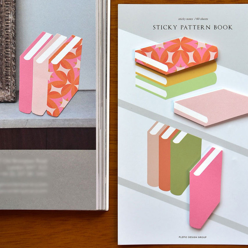 60 sheets - Plepic Book-Shaped Pattern Sticky Note Set