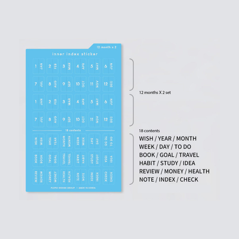 Detail of Plepic Hidden Inner Index Stickers with Silver Foil