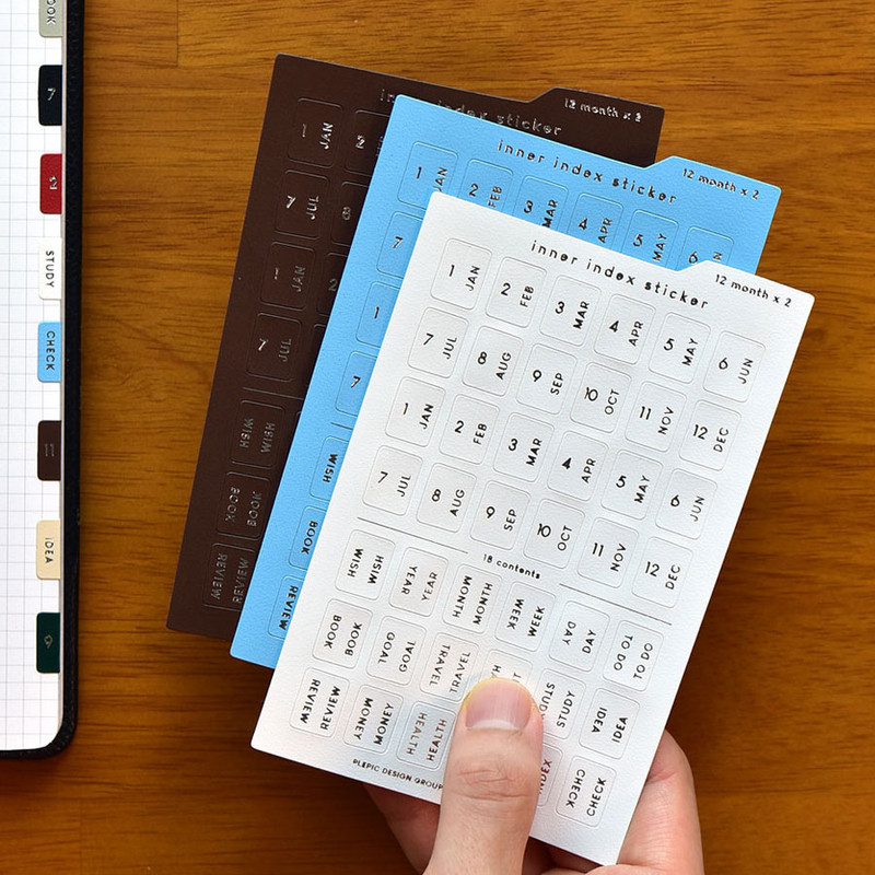 Leather Texture - Plepic Hidden Inner Index Stickers with Silver Foil